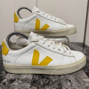VEJA Campo Chromefree Womens White Yellow Casual Sneakers Size 8